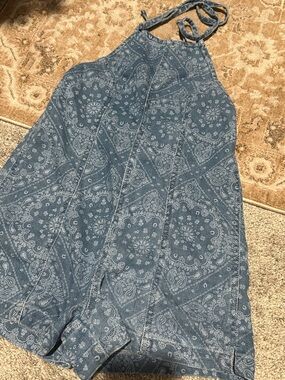 Vanilla Star Blue Paisley Halter Romper